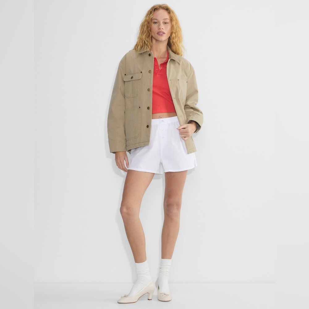 Aritzia TNA Dally Brown Poplin Boxer Short